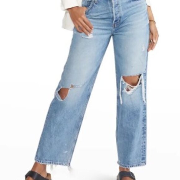 Etica Denim - Etica Tyler Vintage Style Distressed Straight Leg Ankle Jean Blue Denim, sz 27